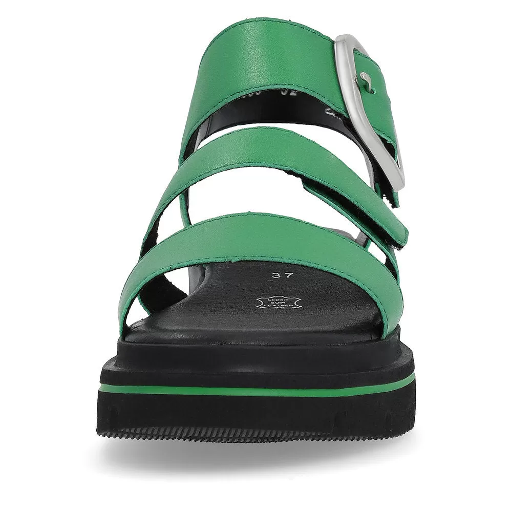 Ladies Evolution By Rieker Sandals Green Chunky Platform W1650-52