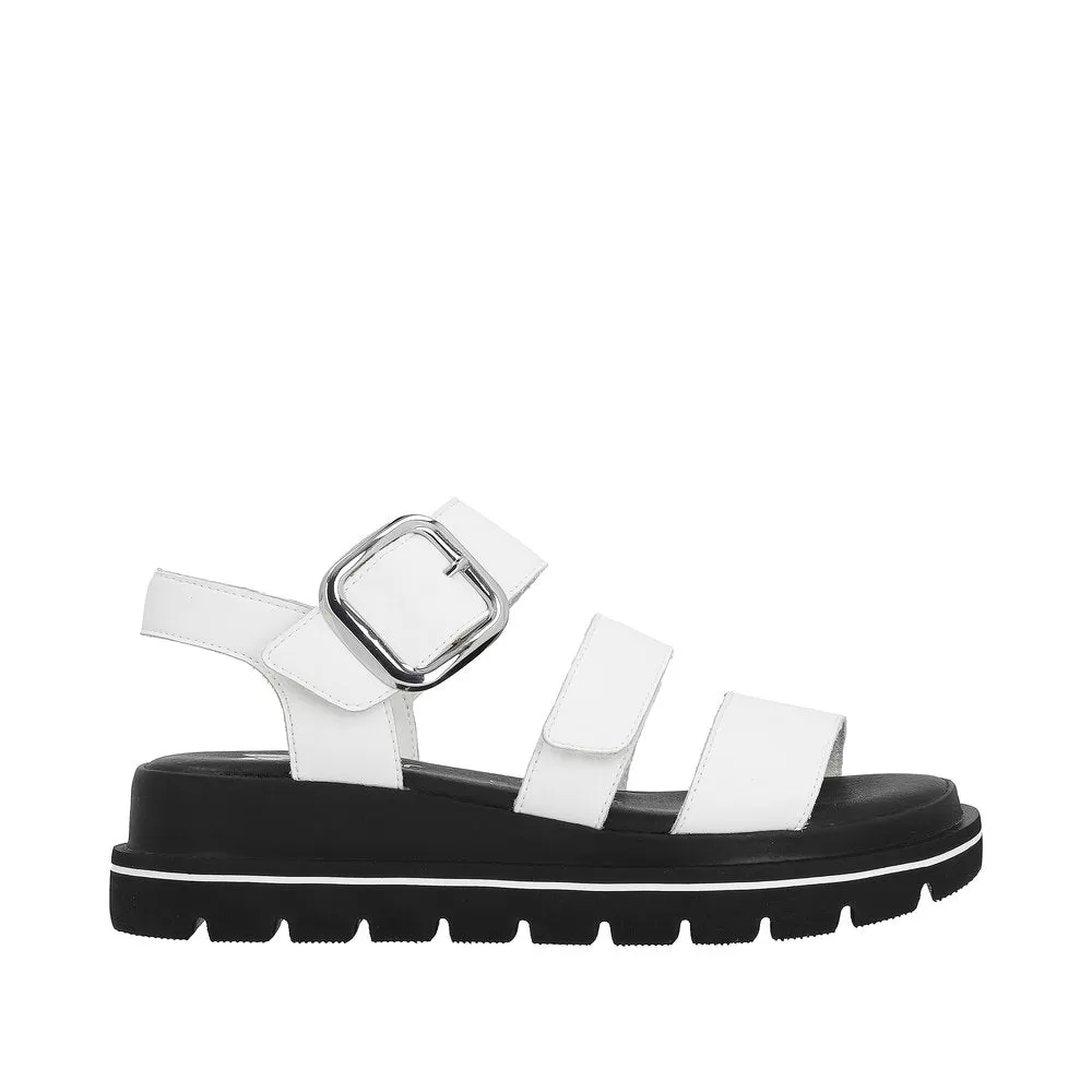 Ladies Evolution By Rieker Sandals White Chunky Platform W1650-80