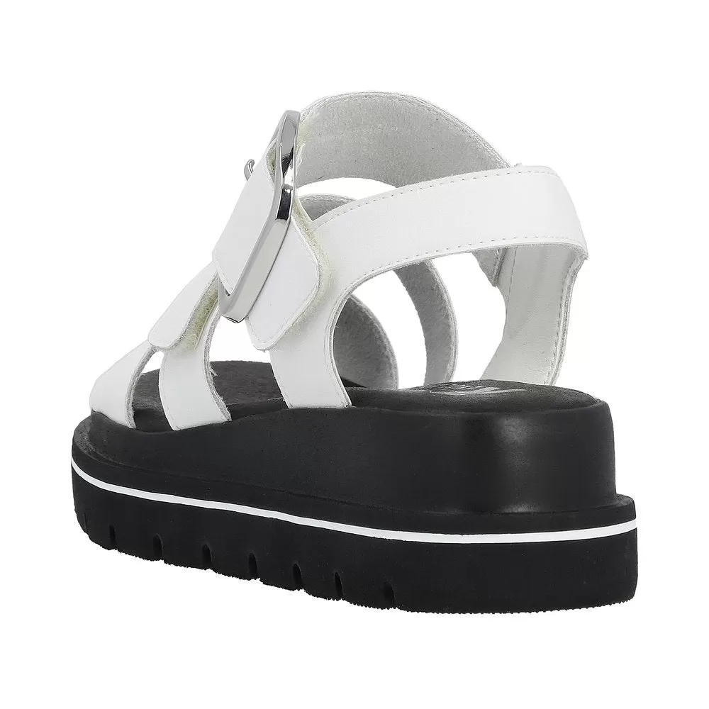 Ladies Evolution By Rieker Sandals White Chunky Platform W1650-80