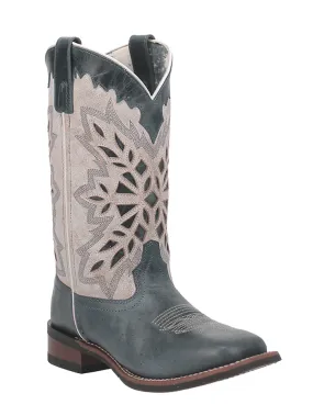 Laredo 5880 Womens Dolly Square Toe Leather Boots Blue White - D