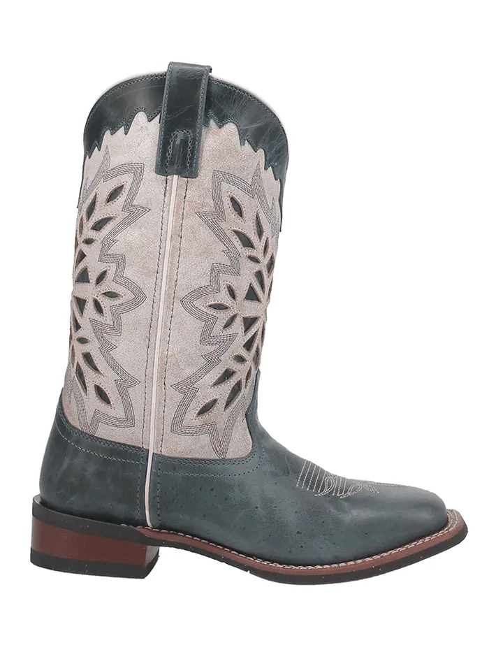 Laredo 5880 Womens Dolly Square Toe Leather Boots Blue White - D