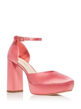 LOEFFLER RANDALL Womens Pink Padded Ankle Strap Selina Round Toe Block Heel Buckle Pumps Shoes B