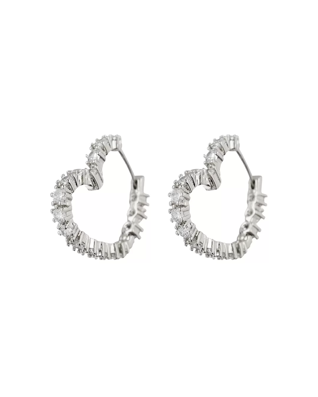 LUV AJ DIAMOND HEART BIJOUX HOOPS- SILVER