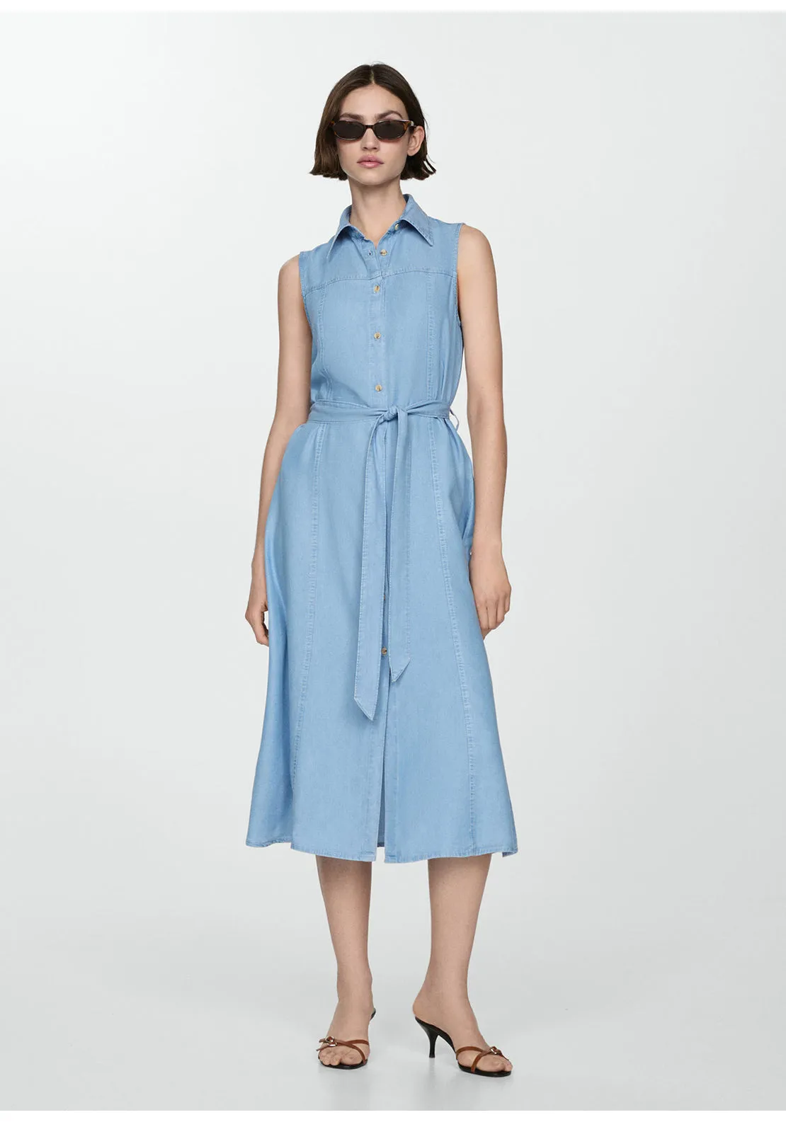 Lyocell shirt dress with bow