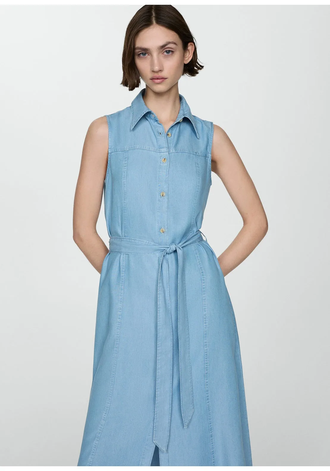 Lyocell shirt dress with bow