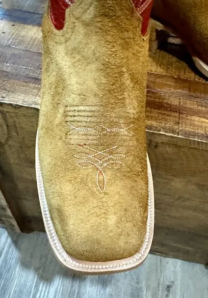 Mason Tan Roughout with Red Tops- Mule Barn Boots