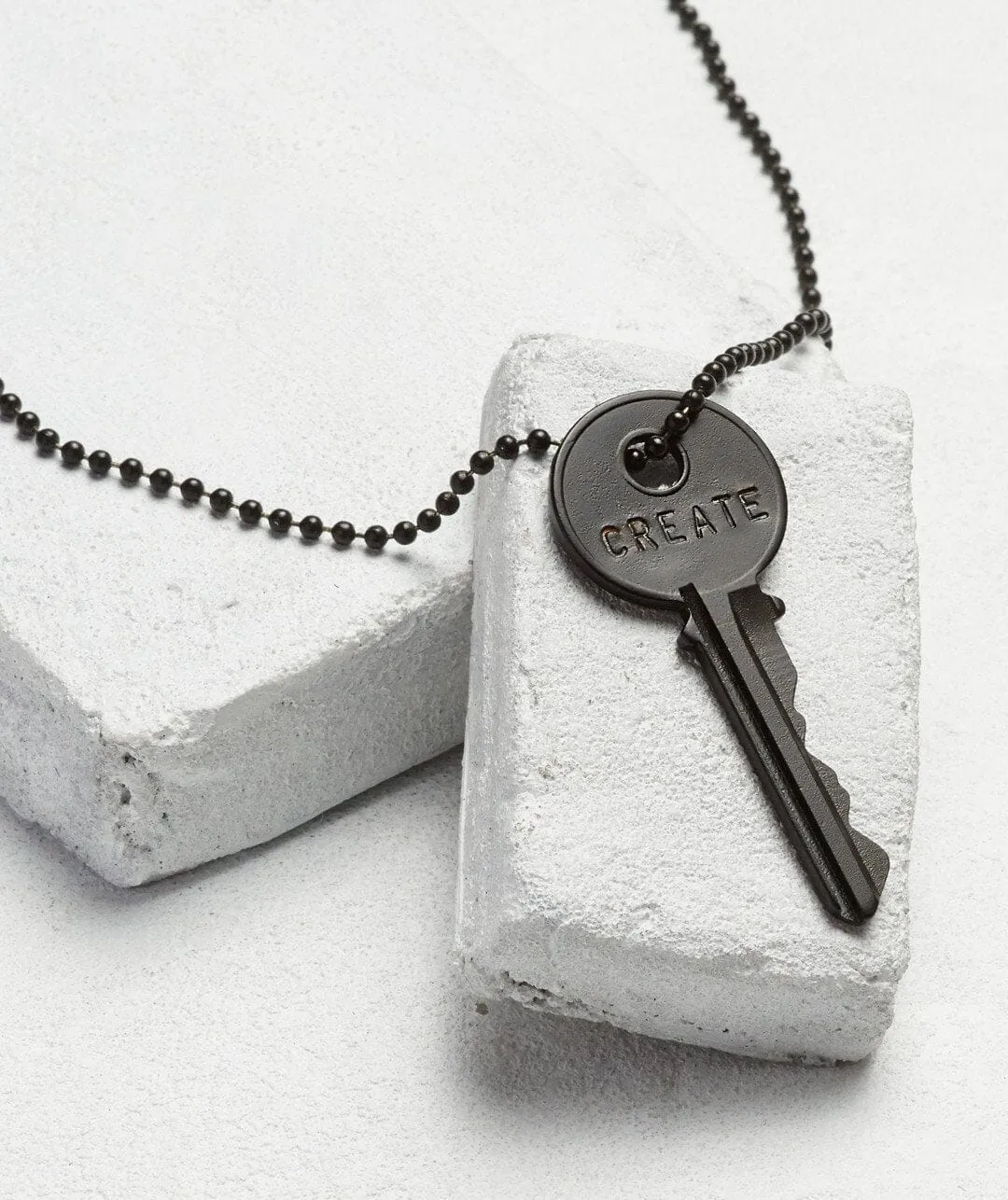 Matte Black Classic Key Ball Chain Necklace