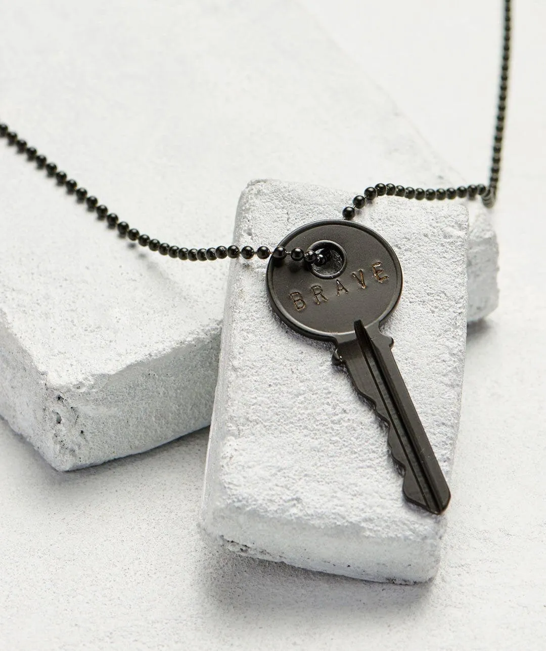 Matte Black Classic Key Ball Chain Necklace