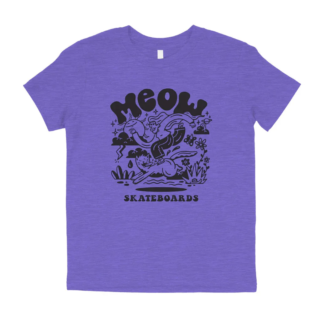 Meow Heddy Youth Tee (Heather Purple)