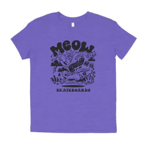 Meow Heddy Youth Tee (Heather Purple)