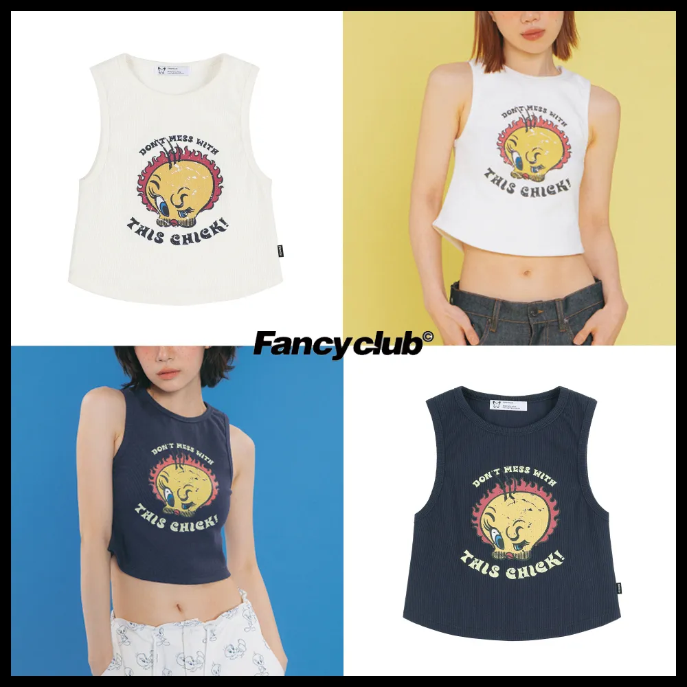 NASTY FANCY CLUB  |Crew Neck Sleeveless Street Style Collaboration Plain Cotton