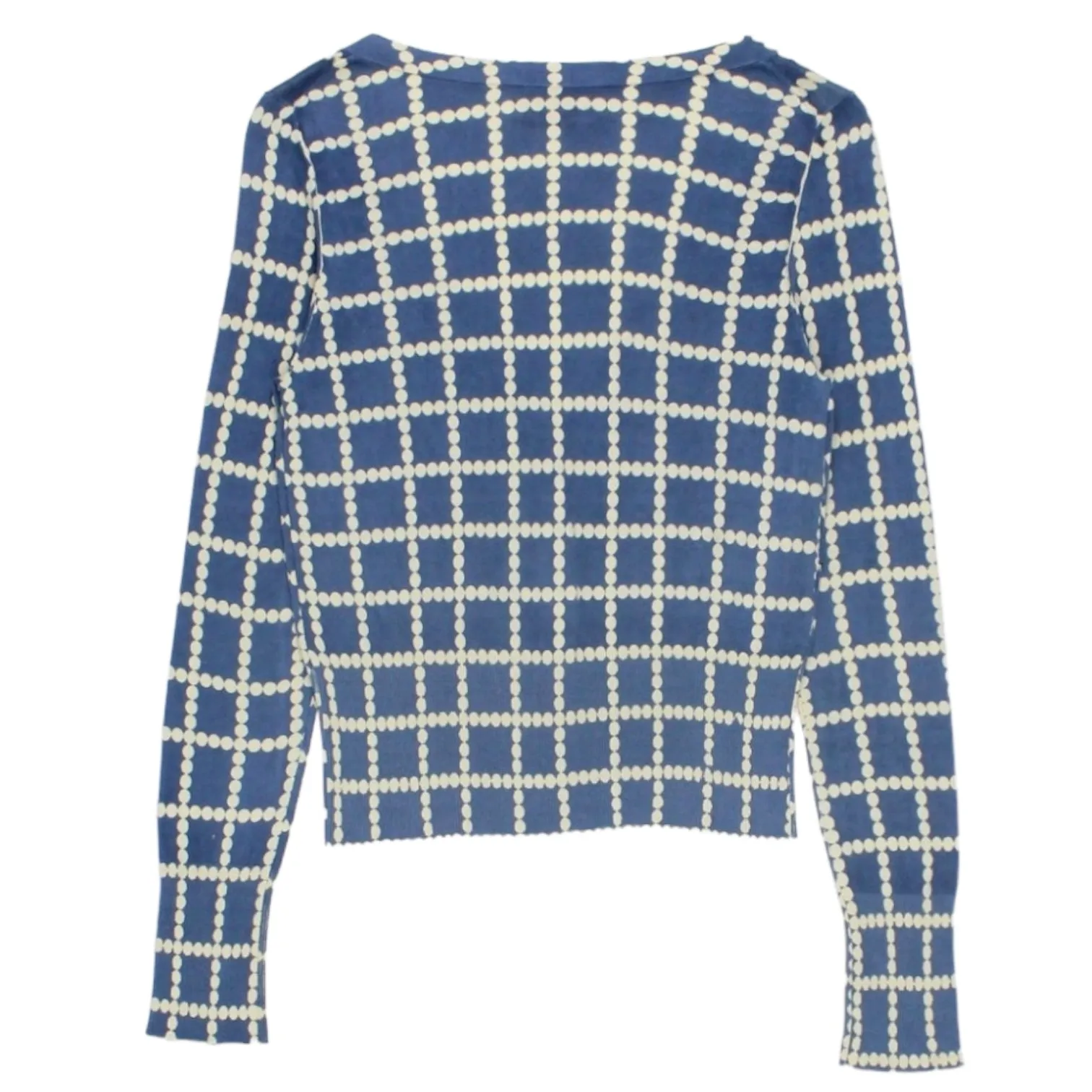 Olive & Orange Blue White Dot Grid Cardigan