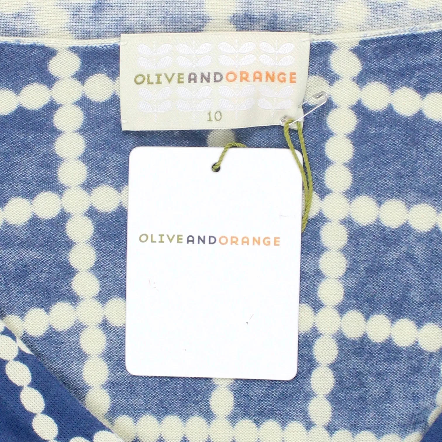 Olive & Orange Blue White Dot Grid Cardigan