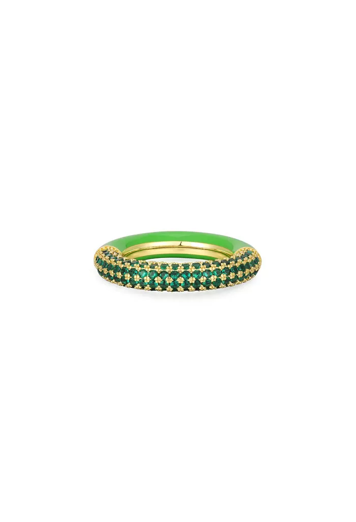 Pave Amalfi Ring-Bright Green