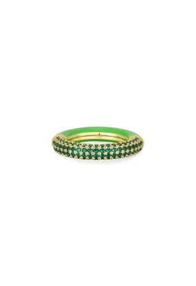 Pave Amalfi Ring-Bright Green