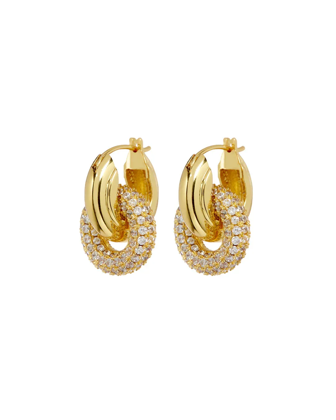 Pave Interlock Hoops by Luv AJ in Gold