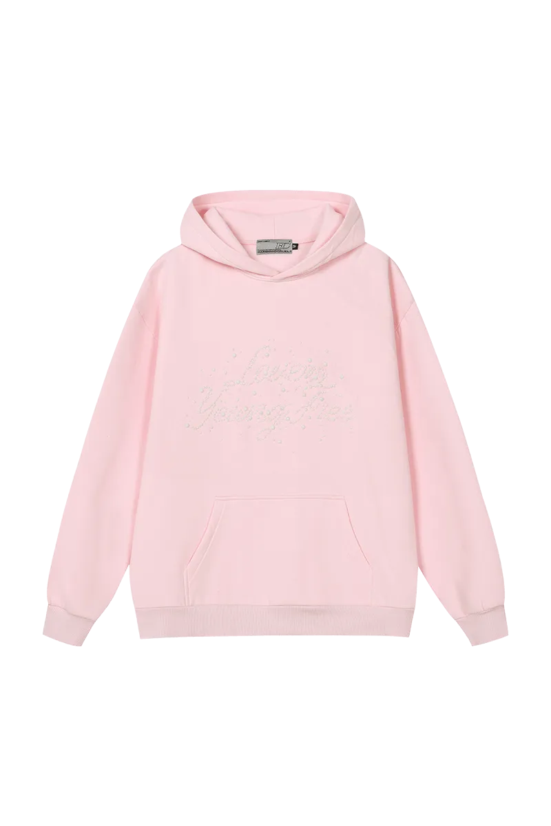 Pearl Embellished Graphic Hoodie