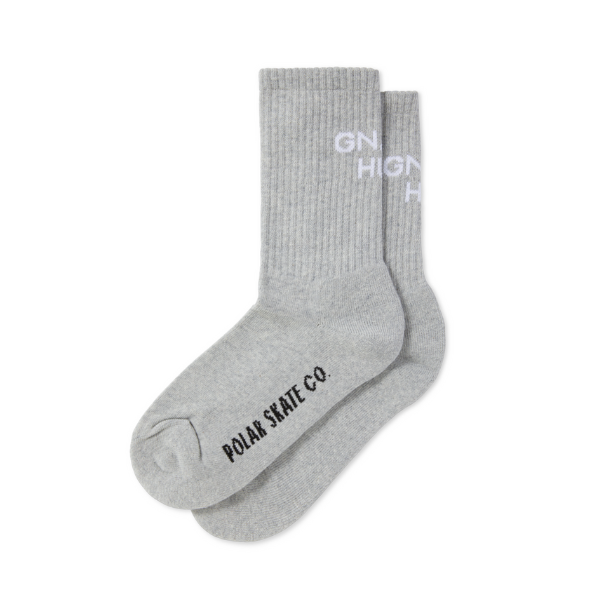 Polar Skate Co. Gnarly Huh! Rib Socks - Heather Grey