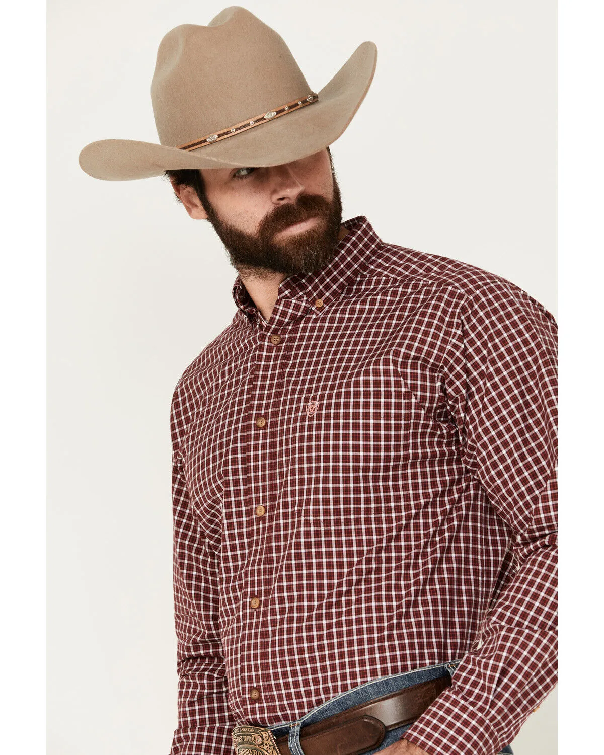 Product Name:  Ariat Men's Pro Series Tyson Checkered Print Long Sleeve Button-Down Western Shirt