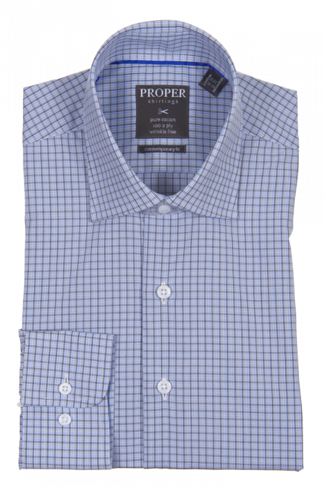 PROPER SHIRTINGS BLACK CONTEMPORARY FIT REGULAR CUFF P382ET0R-BLK