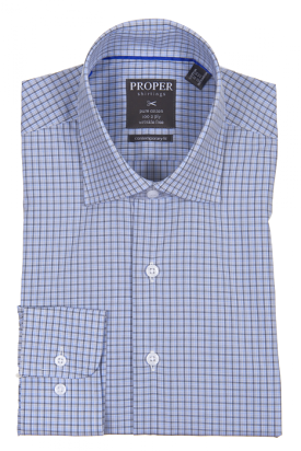 PROPER SHIRTINGS BLACK CONTEMPORARY FIT REGULAR CUFF P382ET0R-BLK