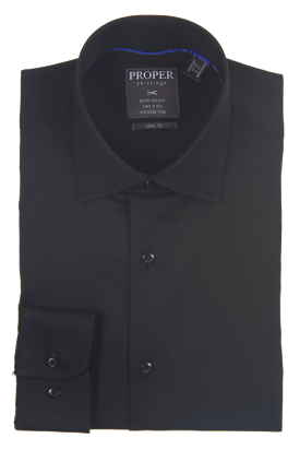 PROPER SHIRTINGS BLACK SLIM FIT REGULAR CUFF P720TTSR-BLK