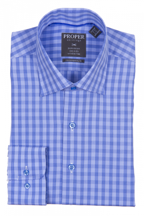 PROPER SHIRTINGS BLUE CONTEMPORARY FIT REGULAR CUFF P119ET0R-BLU