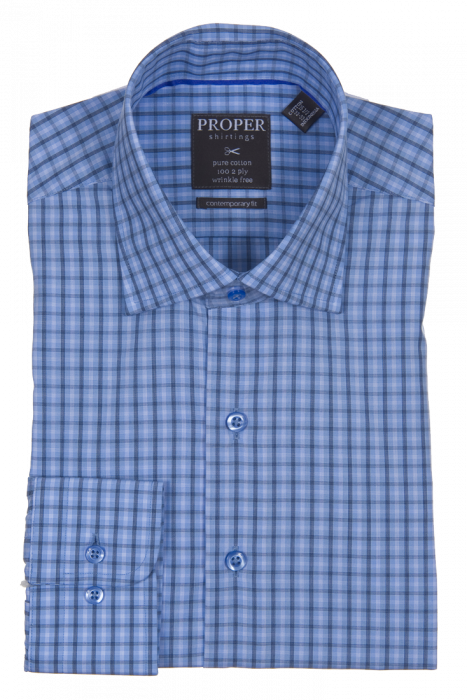 PROPER SHIRTINGS BLUE CONTEMPORARY FIT REGULAR CUFF P127ET0R-BLU