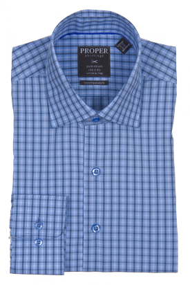 PROPER SHIRTINGS BLUE CONTEMPORARY FIT REGULAR CUFF P127ET0R-BLU