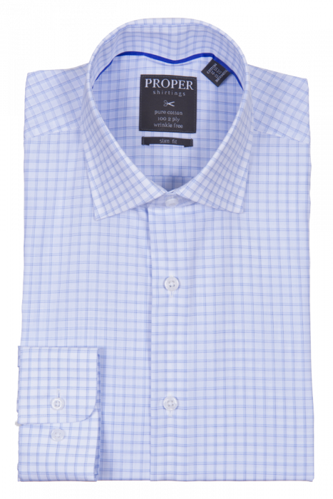 PROPER SHIRTINGS BLUE SLIM FIT REGULAR CUFF P426SPRX-BLU