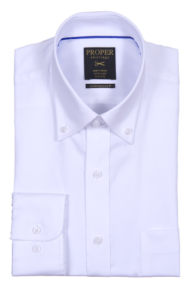 PROPER SHIRTINGS WHITE CONTEMPORARY FIT REGULAR CUFF N100CC0R-WHT