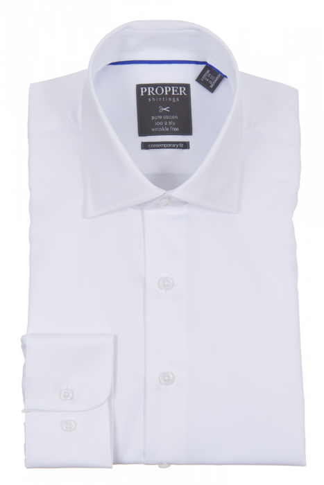 PROPER SHIRTINGS WHITE CONTEMPORARY FIT REGULAR CUFF P720ET0R-WHT