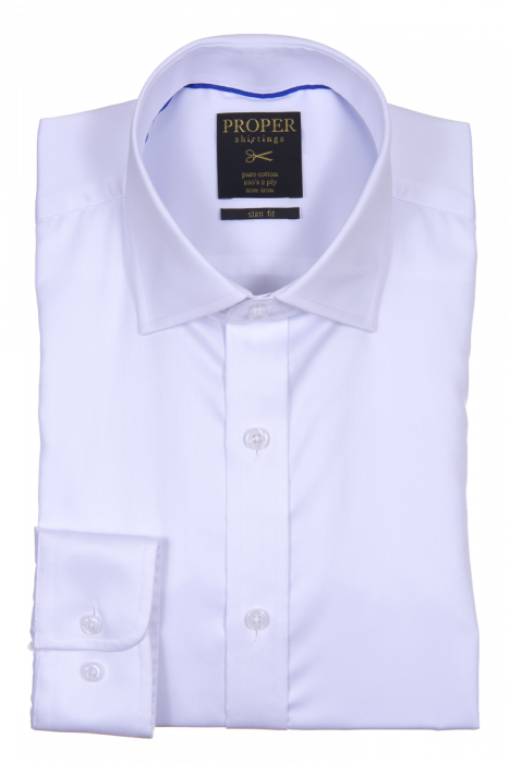 PROPER SHIRTINGS WHITE SLIM FIT REGULAR CUFF N720SPRX-WHT