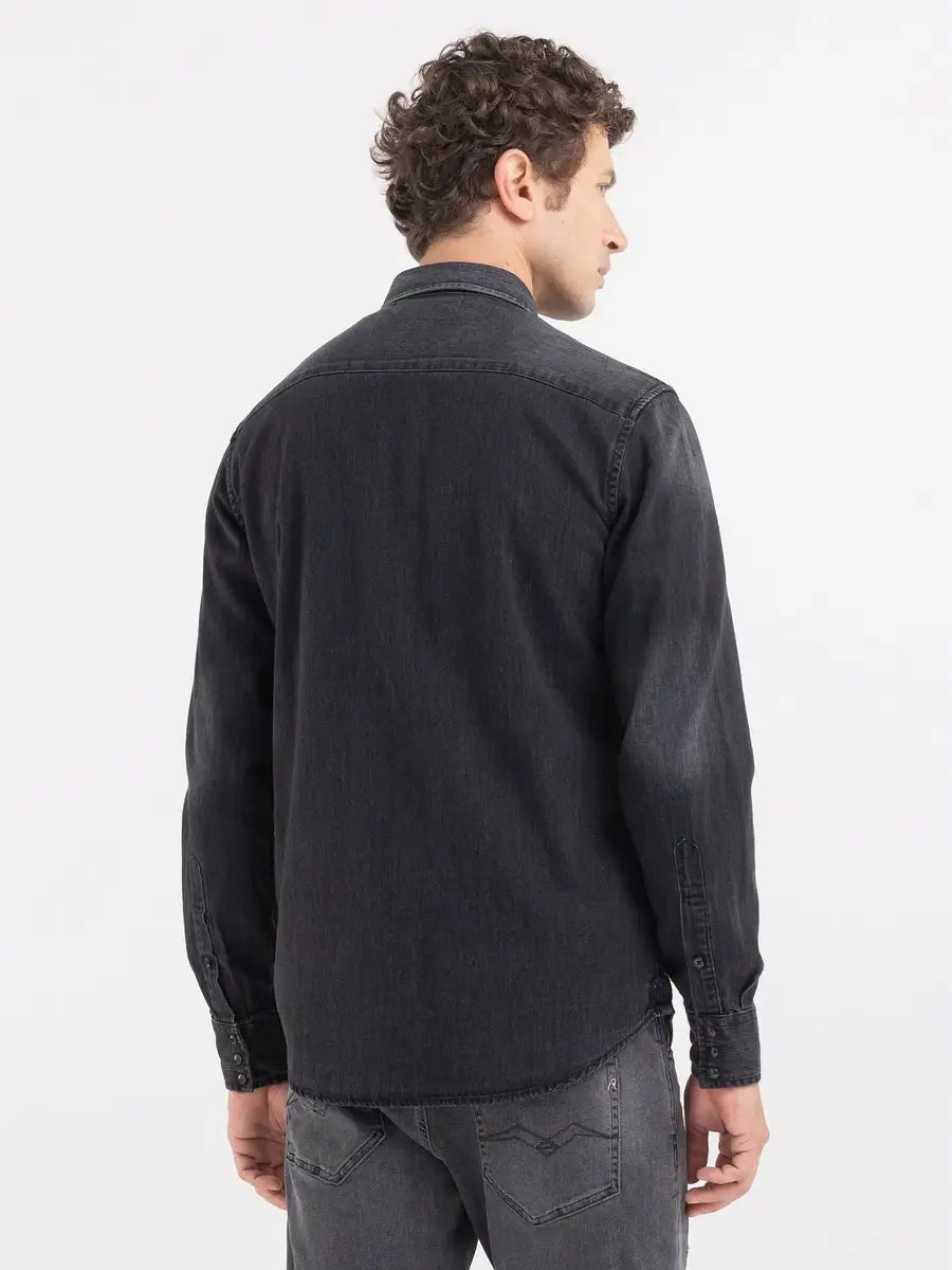 Replay PE24 Camicia Regular Fit in Denim Black Man