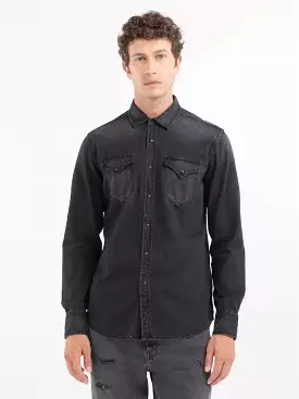 Replay PE24 Camicia Regular Fit in Denim Black Man