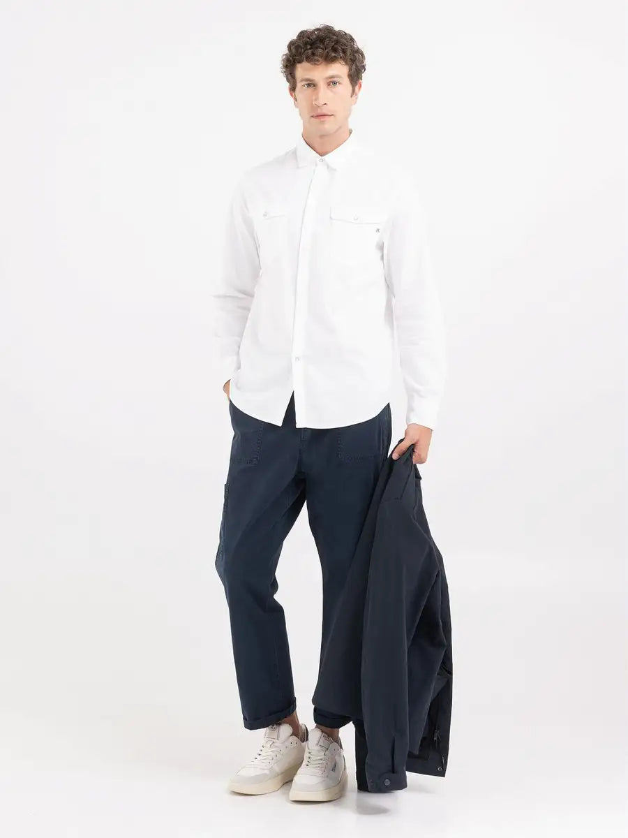 Replay PE24 Camicia Regular Fit in Denim White Man