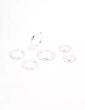 Rhodium Cubic Zirconia Minimal Huggie Hoop Earrings 3-Pack