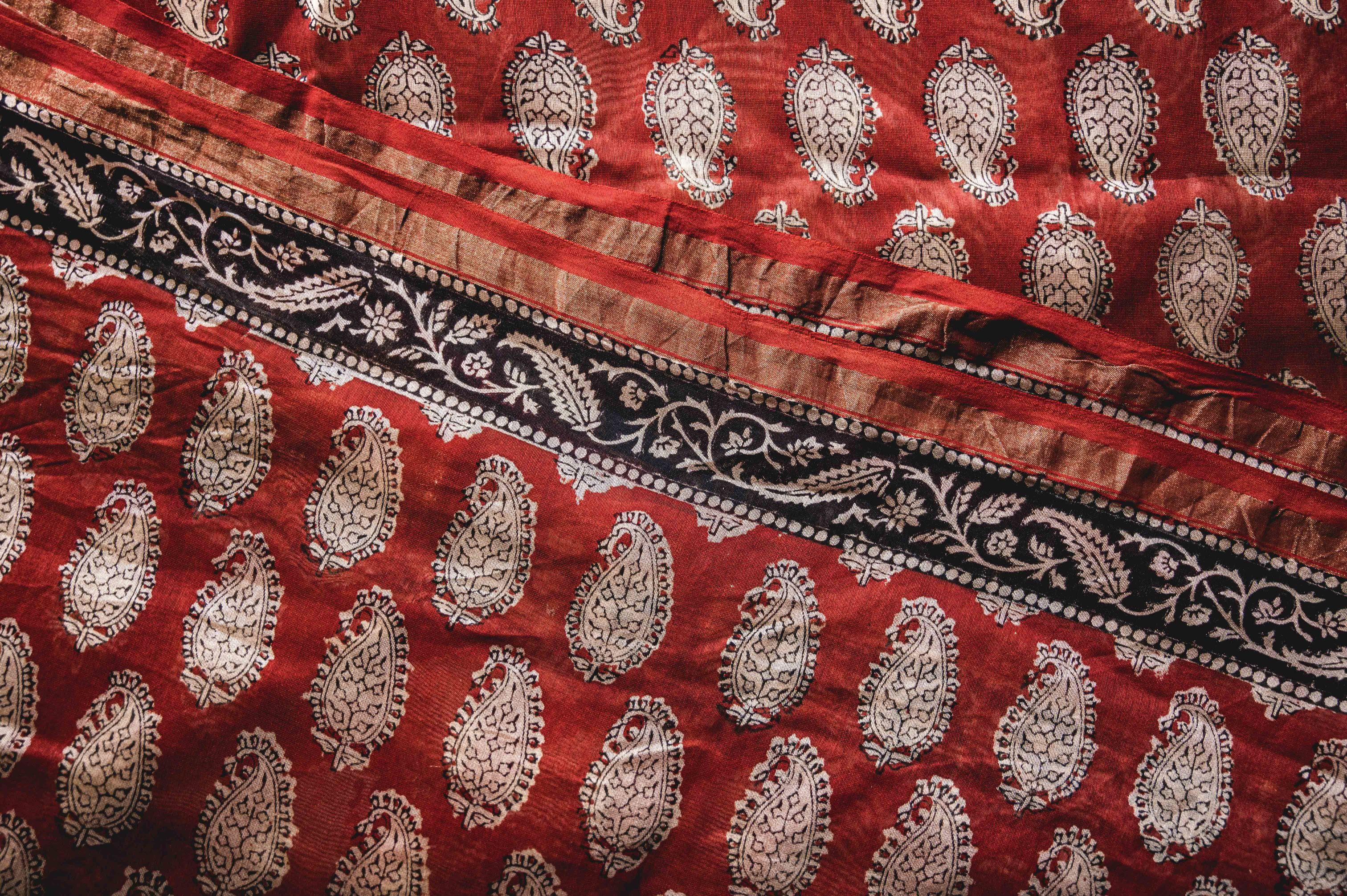 Roheda Kaisori Bagru Kairi block print saree