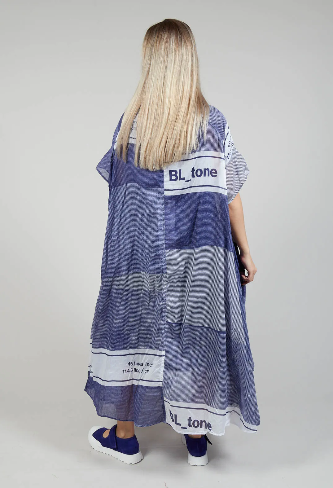 Short Sleeve Cotton Dress in Azur Print