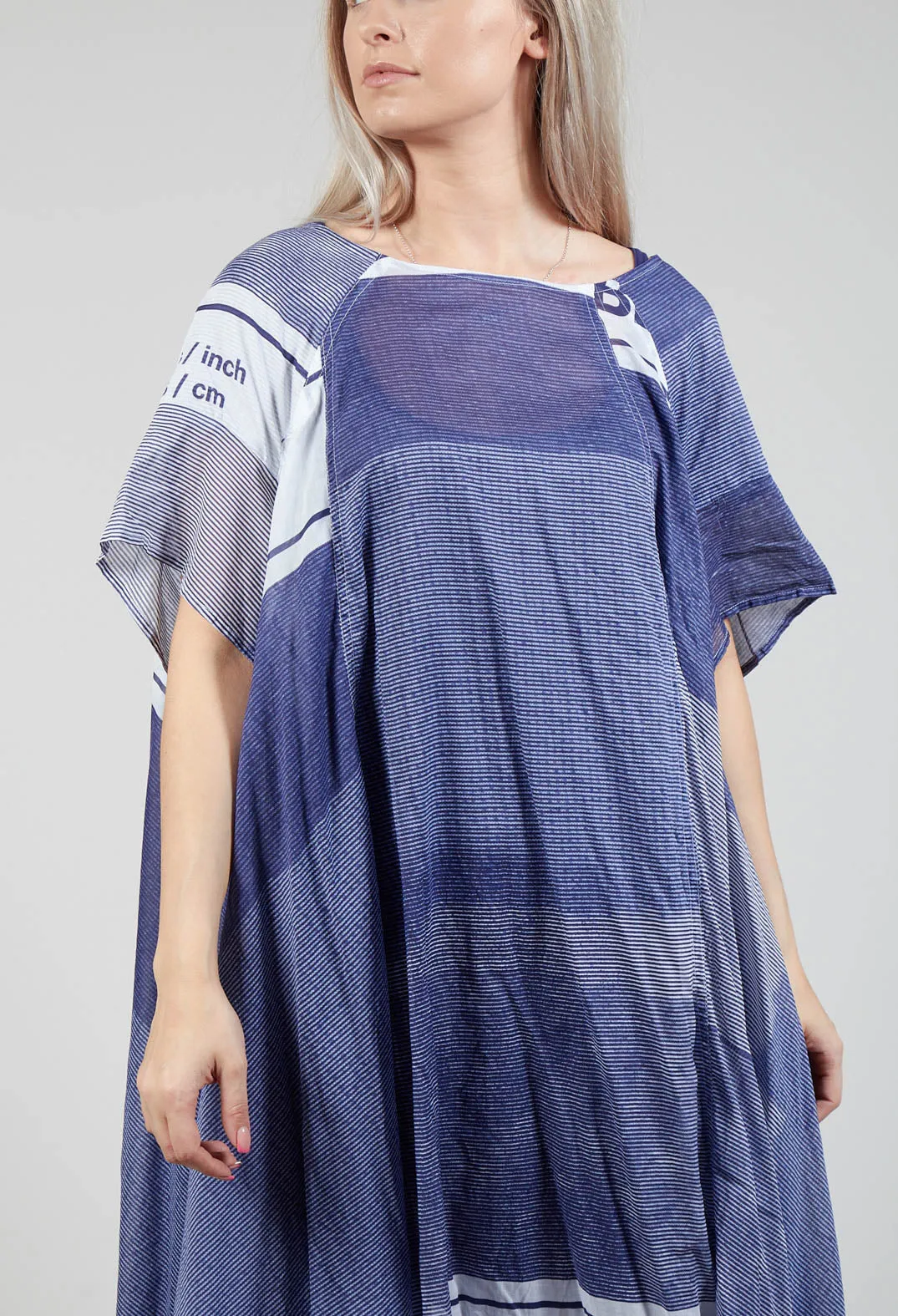 Short Sleeve Cotton Dress in Azur Print