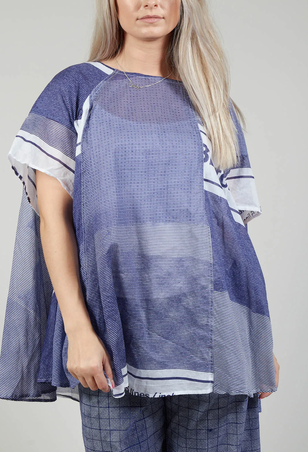 Short Sleeve Cotton Top in Azur Print