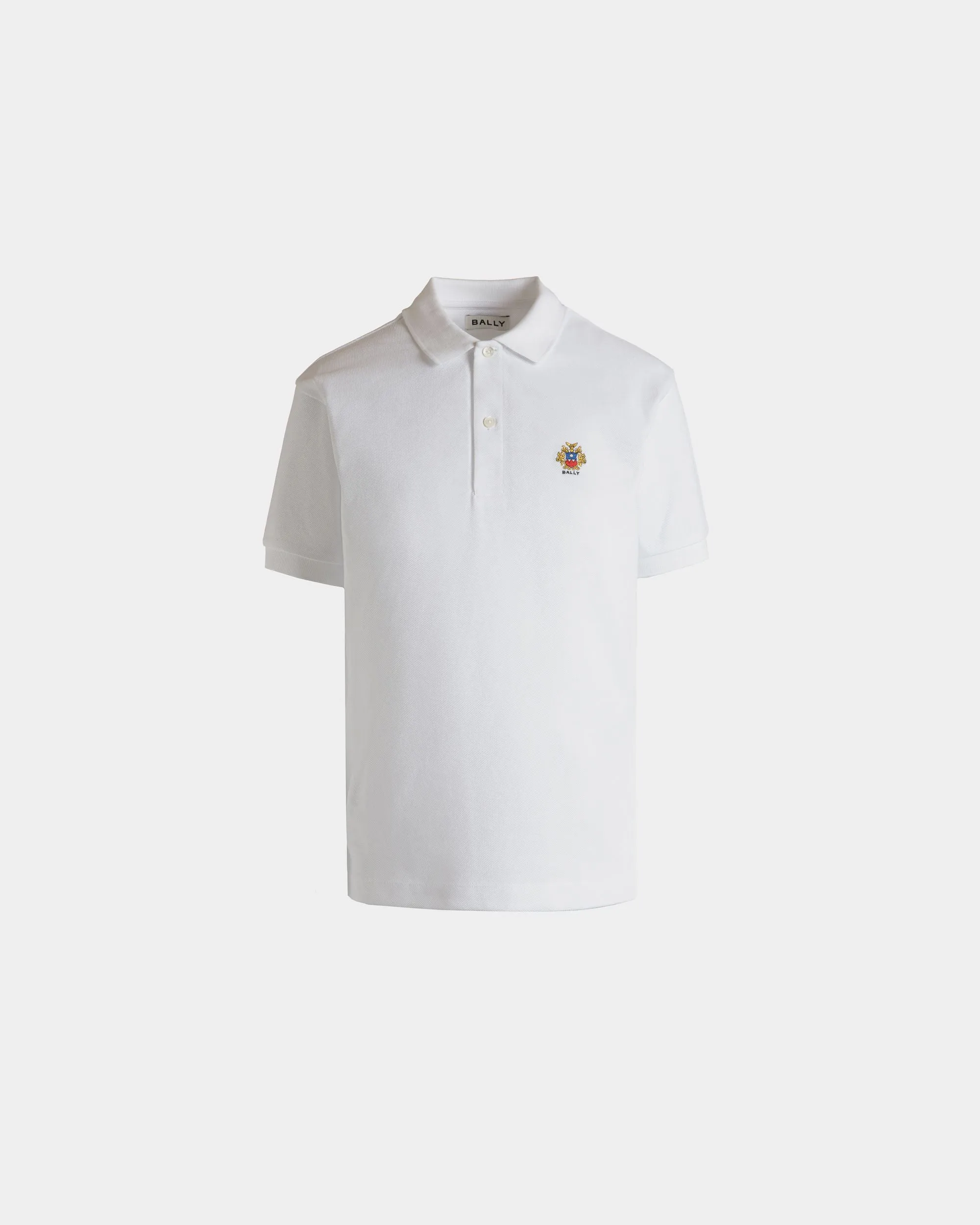 Short Sleeve Polo in White Cotton 