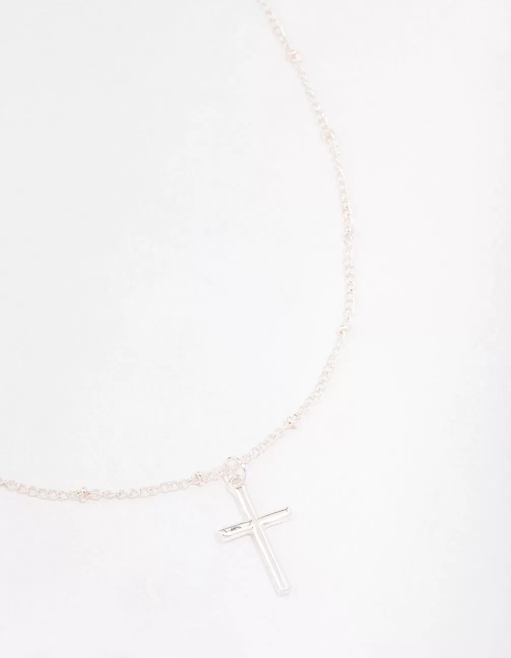 Silver Classic Cross Ball Chain Necklace