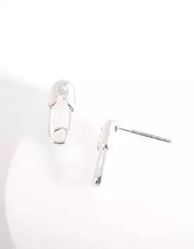 Silver Safety Pin Earrings