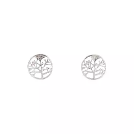 Silver Tree Of Life Stud Earrings