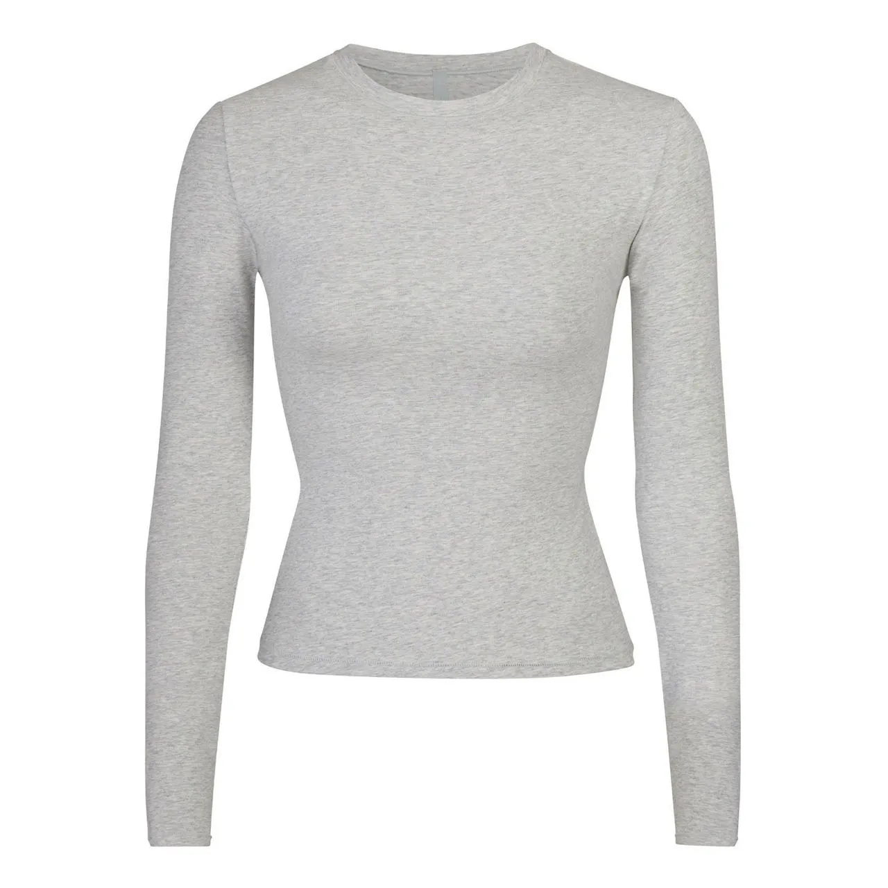 SKIMS COTTON JERSEY Long Sleeve T-Shirt Light Heather Grey - Light Grey