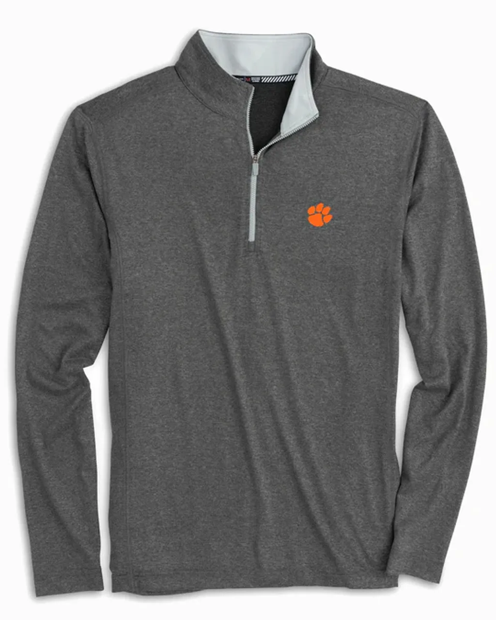 Southern Tide Clemson University Flanker Quarter Zip Pullover: Heather Polarized Grey