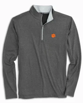 Southern Tide Clemson University Flanker Quarter Zip Pullover: Heather Polarized Grey