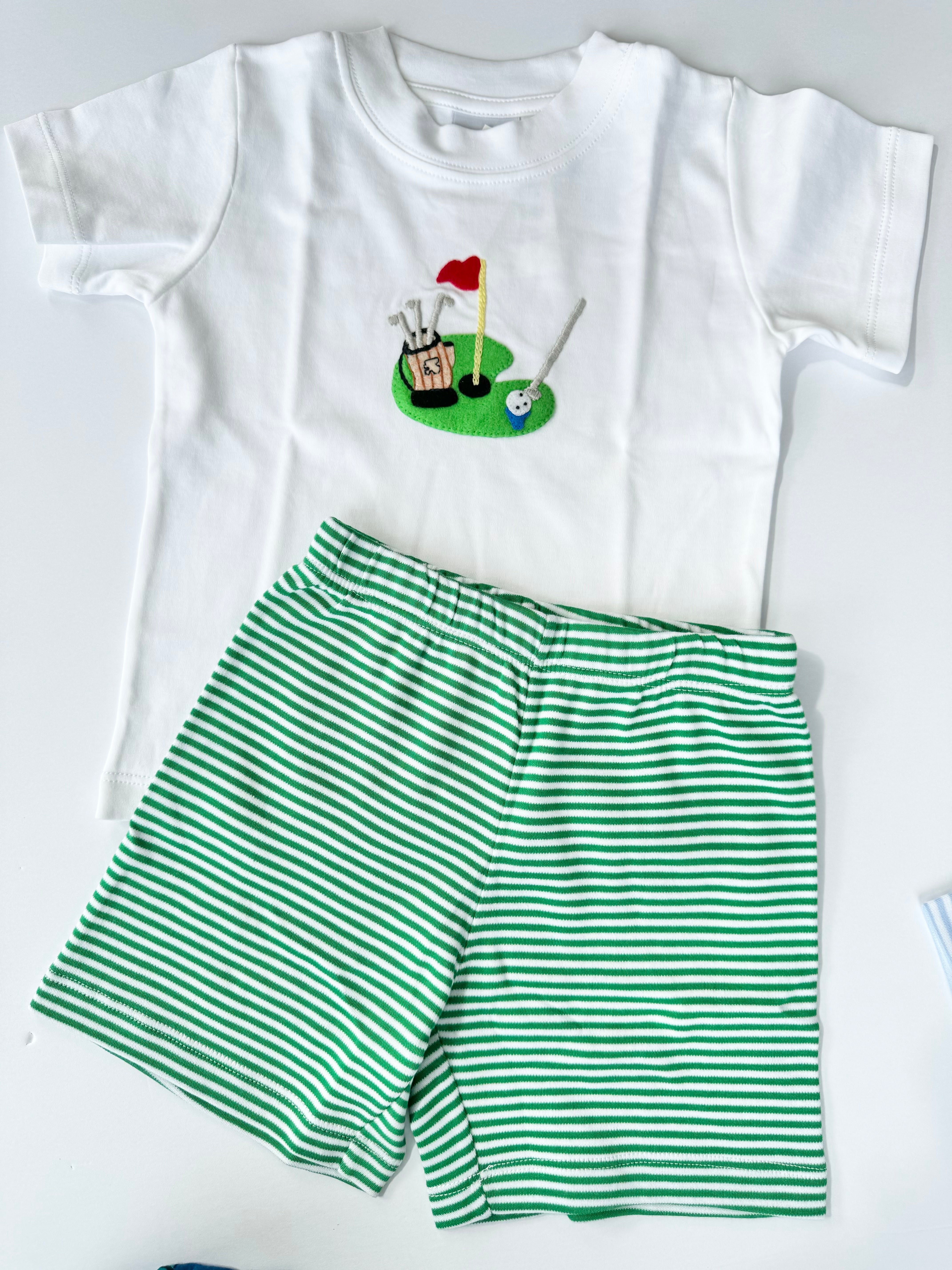 Squiggles - Tee + Short Set - Golf Green