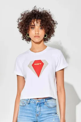 T-shirt crop con applicazioni